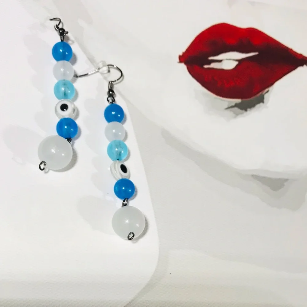 Glow in the Dark Blue Evil Eye Earrings Totem Spiritual Metaphysical Mystic NEW